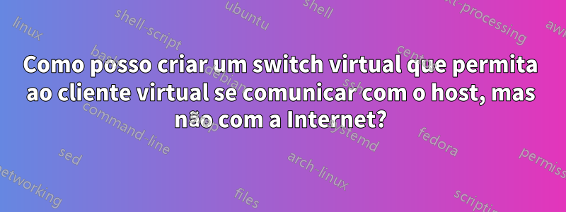 Como posso criar um switch virtual que permita ao cliente virtual se comunicar com o host, mas não com a Internet?