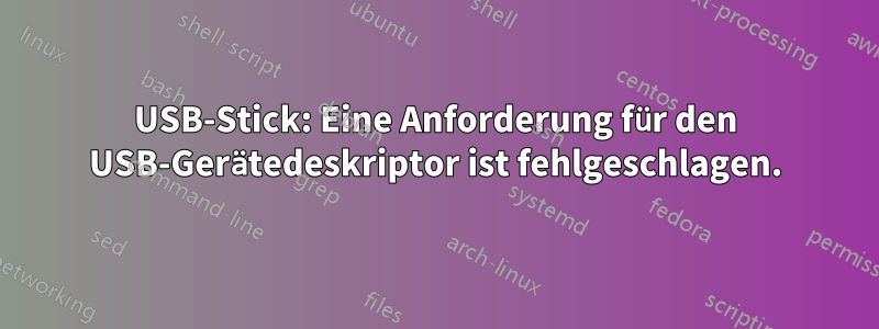 USB-Stick: Eine Anforderung für den USB-Gerätedeskriptor ist fehlgeschlagen.