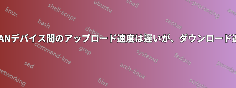 2台の無線LANデバイス間のアップロード速度は遅いが、ダウンロード速度は速い
