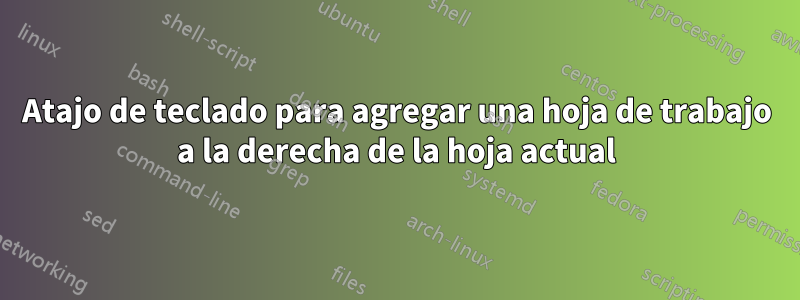 Atajo de teclado para agregar una hoja de trabajo a la derecha de la hoja actual