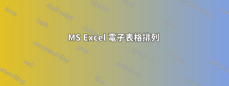 MS Excel 電子表格排列