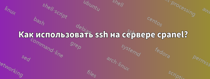 Как использовать ssh на сервере cpanel? 