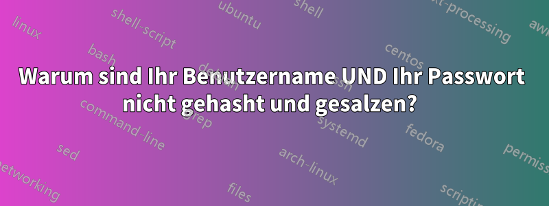 Warum sind Ihr Benutzername UND Ihr Passwort nicht gehasht und gesalzen? 