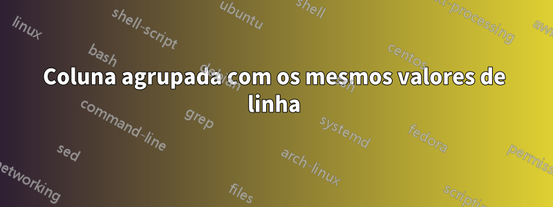 Coluna agrupada com os mesmos valores de linha