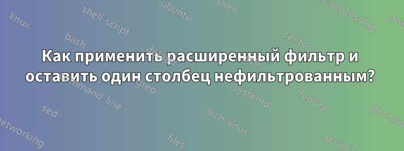 Как применить расширенный фильтр и оставить один столбец нефильтрованным?