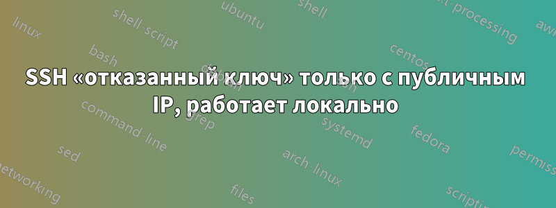 SSH «отказанный ключ» только с публичным IP, работает локально