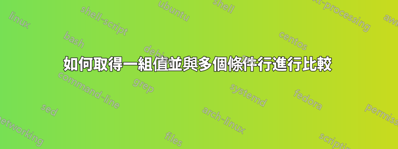 如何取得一組值並與多個條件行進行比較