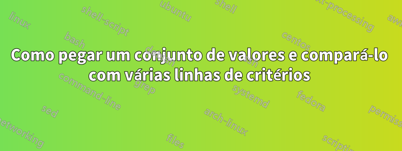 Como pegar um conjunto de valores e compará-lo com várias linhas de critérios