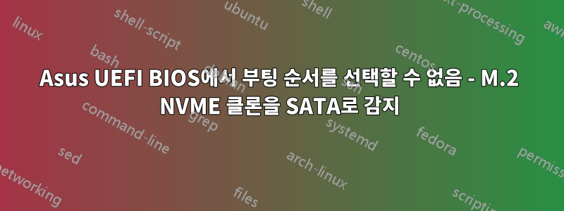 Asus UEFI BIOS에서 부팅 순서를 선택할 수 없음 - M.2 NVME 클론을 SATA로 감지