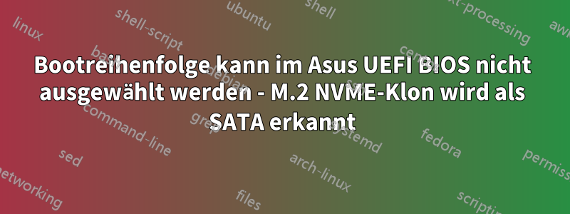 Bootreihenfolge kann im Asus UEFI BIOS nicht ausgewählt werden - M.2 NVME-Klon wird als SATA erkannt