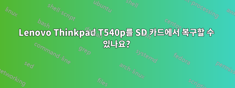 Lenovo Thinkpad T540p를 SD 카드에서 복구할 수 있나요?