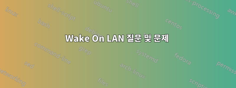 Wake On LAN 질문 및 문제