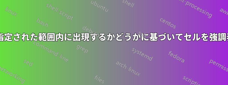 特定の単語が指定された範囲内に出現するかどうかに基づいてセルを強調表示しますか?