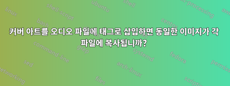 커버 아트를 오디오 파일에 태그로 삽입하면 동일한 이미지가 각 파일에 복사됩니까?