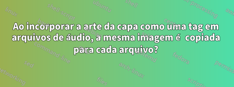 Ao incorporar a arte da capa como uma tag em arquivos de áudio, a mesma imagem é copiada para cada arquivo?