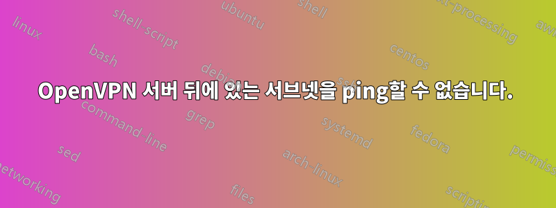 OpenVPN 서버 뒤에 있는 서브넷을 ping할 수 없습니다.