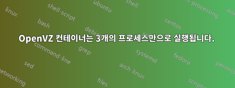 OpenVZ 컨테이너는 3개의 프로세스만으로 실행됩니다.