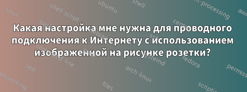 Какая настройка мне нужна для проводного подключения к Интернету с использованием изображенной на рисунке розетки?