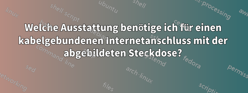 Welche Ausstattung benötige ich für einen kabelgebundenen Internetanschluss mit der abgebildeten Steckdose?