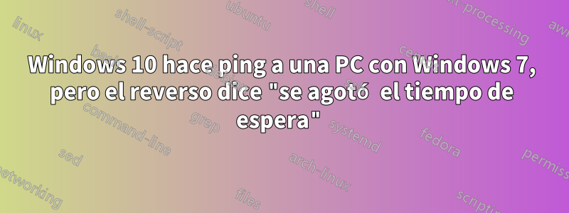 Windows 10 hace ping a una PC con Windows 7, pero el reverso dice "se agotó el tiempo de espera"