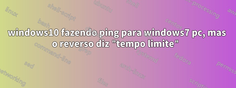 windows10 fazendo ping para windows7 pc, mas o reverso diz "tempo limite"