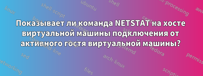 Показывает ли команда NETSTAT на хосте виртуальной машины подключения от активного гостя виртуальной машины?