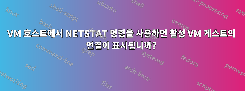 VM 호스트에서 NETSTAT 명령을 사용하면 활성 VM 게스트의 연결이 표시됩니까?