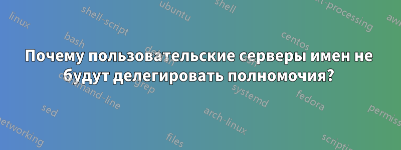 Почему пользовательские серверы имен не будут делегировать полномочия?