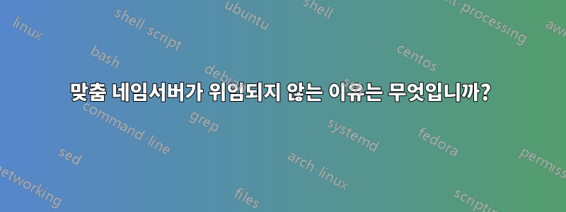 맞춤 네임서버가 위임되지 않는 이유는 무엇입니까?