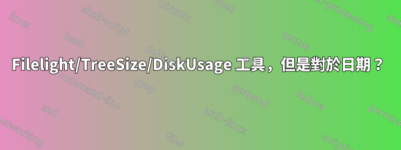 Filelight/TreeSize/DiskUsage 工具，但是對於日期？