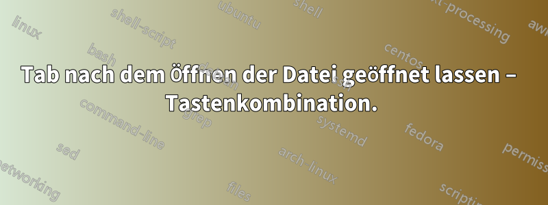 Tab nach dem Öffnen der Datei geöffnet lassen – Tastenkombination.