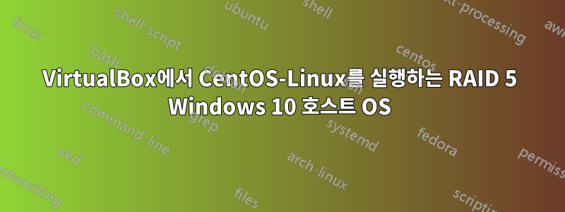 VirtualBox에서 CentOS-Linux를 실행하는 RAID 5 Windows 10 호스트 OS