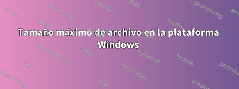 Tamaño máximo de archivo en la plataforma Windows