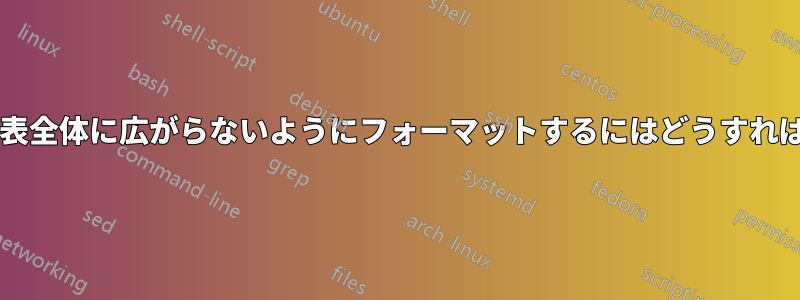 表の境界線が表全体に広がらないようにフォーマットするにはどうすればよいですか?