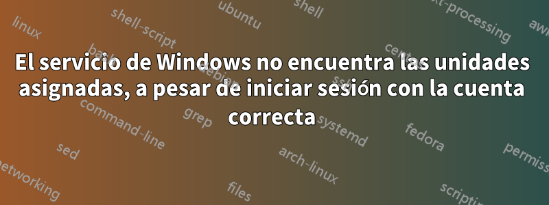 El servicio de Windows no encuentra las unidades asignadas, a pesar de iniciar sesión con la cuenta correcta