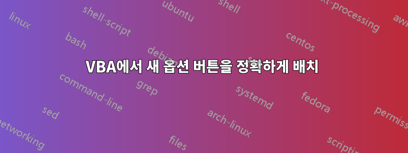 VBA에서 새 옵션 버튼을 정확하게 배치