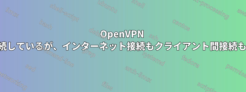 OpenVPN に接続しているが、インターネット接続もクライアント間接続もない