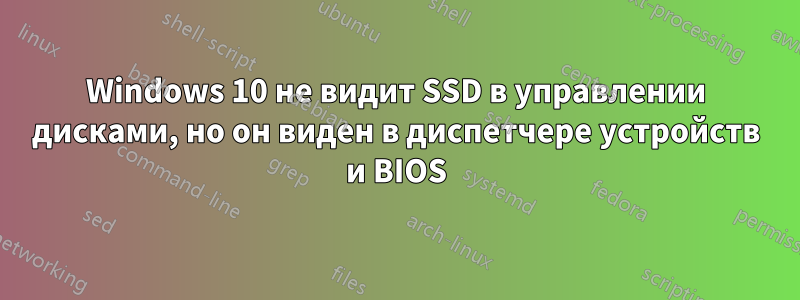 Windows 10 не видит SSD в управлении дисками, но он виден в диспетчере устройств и BIOS