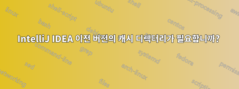 IntelliJ IDEA 이전 버전의 캐시 디렉터리가 필요합니까?