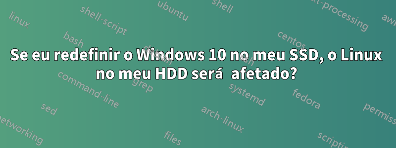 Se eu redefinir o Windows 10 no meu SSD, o Linux no meu HDD será afetado?
