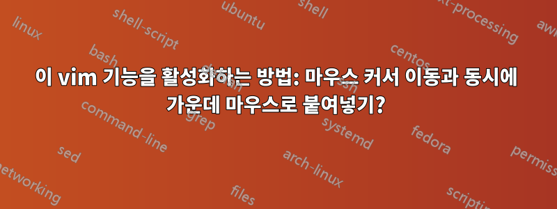 이 vim 기능을 활성화하는 방법: 마우스 커서 이동과 동시에 가운데 마우스로 붙여넣기?