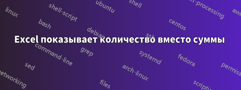 Excel показывает количество вместо суммы