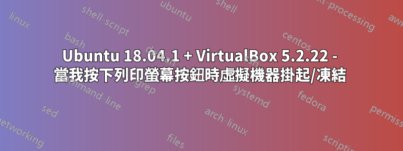 Ubuntu 18.04.1 + VirtualBox 5.2.22 - 當我按下列印螢幕按鈕時虛擬機器掛起/凍結