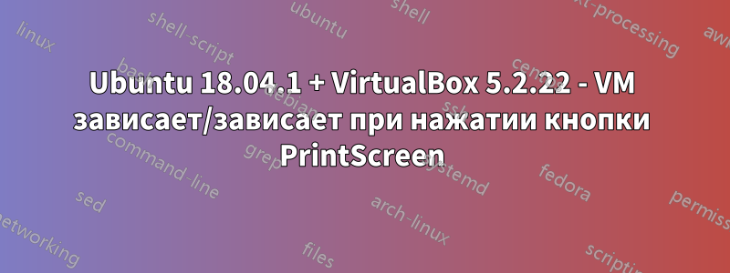 Ubuntu 18.04.1 + VirtualBox 5.2.22 - VM зависает/зависает при нажатии кнопки PrintScreen