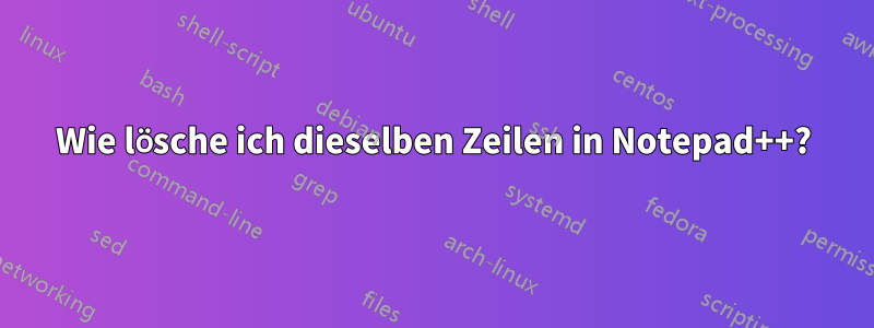 Wie lösche ich dieselben Zeilen in Notepad++?
