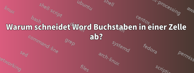 Warum schneidet Word Buchstaben in einer Zelle ab?