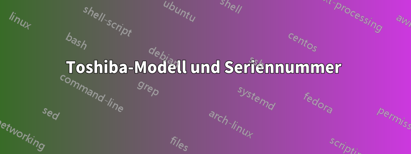 Toshiba-Modell und Seriennummer