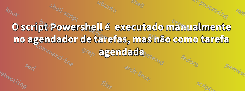 O script Powershell é executado manualmente no agendador de tarefas, mas não como tarefa agendada