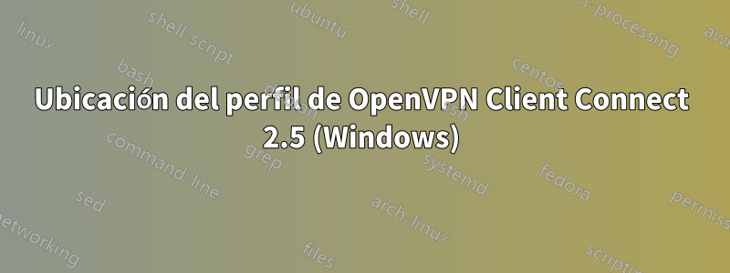 Ubicación del perfil de OpenVPN Client Connect 2.5 (Windows)