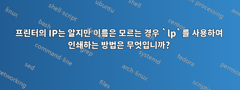 프린터의 IP는 알지만 이름은 모르는 경우 `lp`를 사용하여 인쇄하는 방법은 무엇입니까?